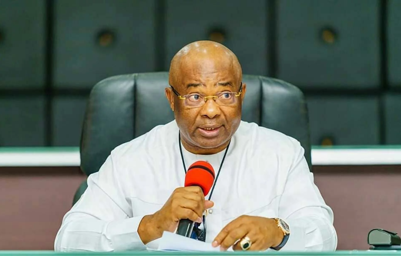 Portrait of His Excellency Distinguished Senator Hope Odidika Uzodimma, CON, Executive Governor of Imo State, photographed in traditional Igbo attire